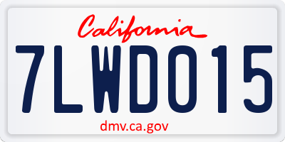 CA license plate 7LWD015