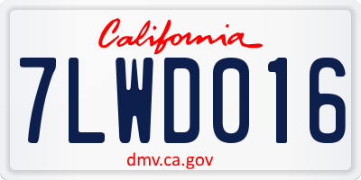 CA license plate 7LWD016