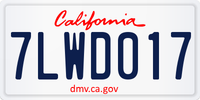 CA license plate 7LWD017