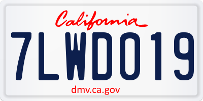 CA license plate 7LWD019