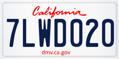 CA license plate 7LWD020