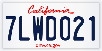 CA license plate 7LWD021