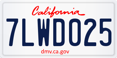 CA license plate 7LWD025