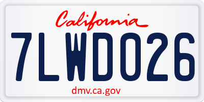 CA license plate 7LWD026