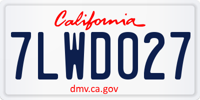 CA license plate 7LWD027