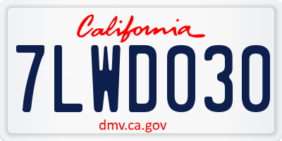 CA license plate 7LWD030