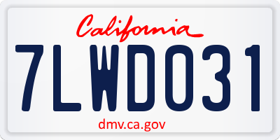 CA license plate 7LWD031