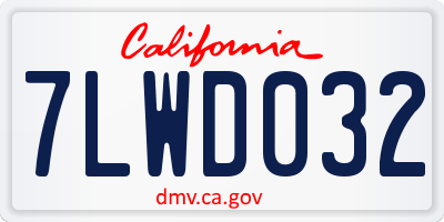 CA license plate 7LWD032