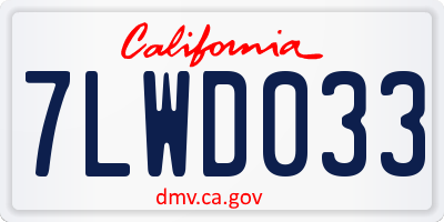 CA license plate 7LWD033