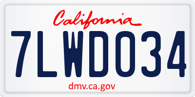 CA license plate 7LWD034