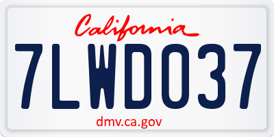CA license plate 7LWD037