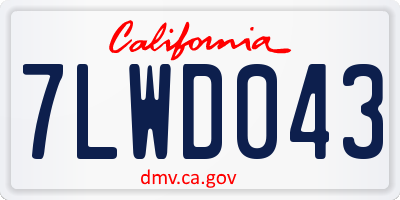 CA license plate 7LWD043
