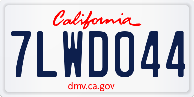 CA license plate 7LWD044