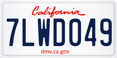 CA license plate 7LWD049