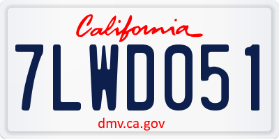 CA license plate 7LWD051