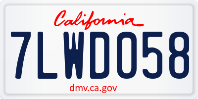 CA license plate 7LWD058