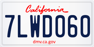CA license plate 7LWD060