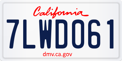 CA license plate 7LWD061