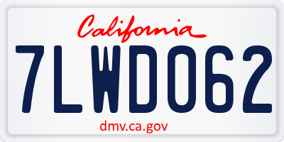 CA license plate 7LWD062