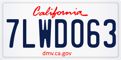 CA license plate 7LWD063