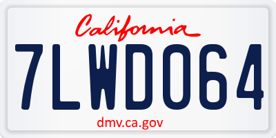 CA license plate 7LWD064