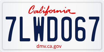 CA license plate 7LWD067