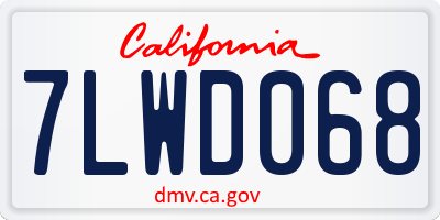 CA license plate 7LWD068