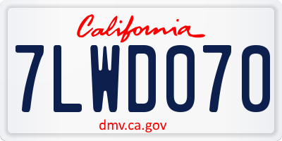 CA license plate 7LWD070