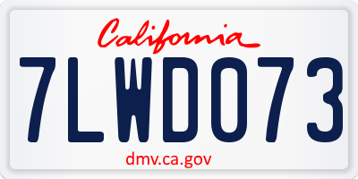 CA license plate 7LWD073