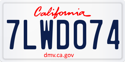 CA license plate 7LWD074