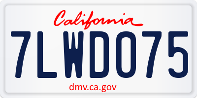 CA license plate 7LWD075