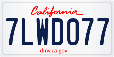 CA license plate 7LWD077