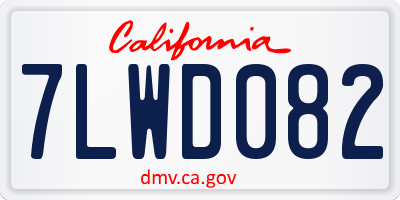 CA license plate 7LWD082