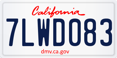 CA license plate 7LWD083