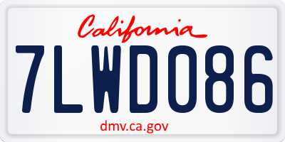 CA license plate 7LWD086