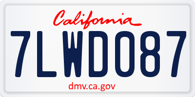 CA license plate 7LWD087