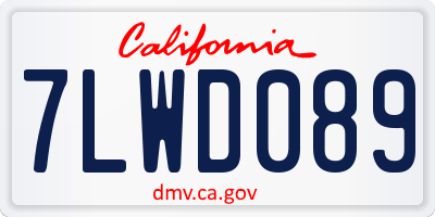 CA license plate 7LWD089