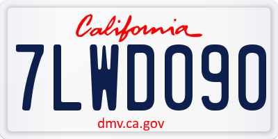 CA license plate 7LWD090