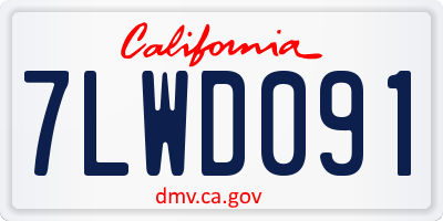CA license plate 7LWD091
