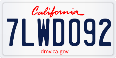 CA license plate 7LWD092