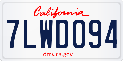 CA license plate 7LWD094