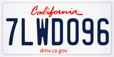 CA license plate 7LWD096