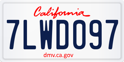 CA license plate 7LWD097