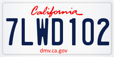 CA license plate 7LWD102