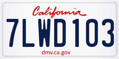 CA license plate 7LWD103