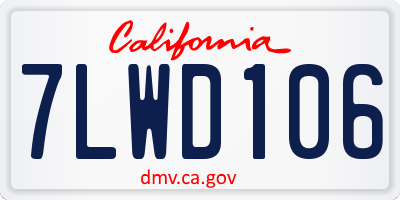 CA license plate 7LWD106