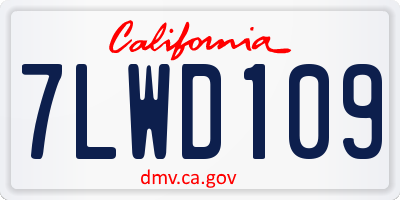 CA license plate 7LWD109