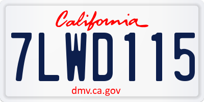 CA license plate 7LWD115