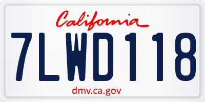 CA license plate 7LWD118