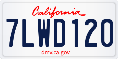 CA license plate 7LWD120